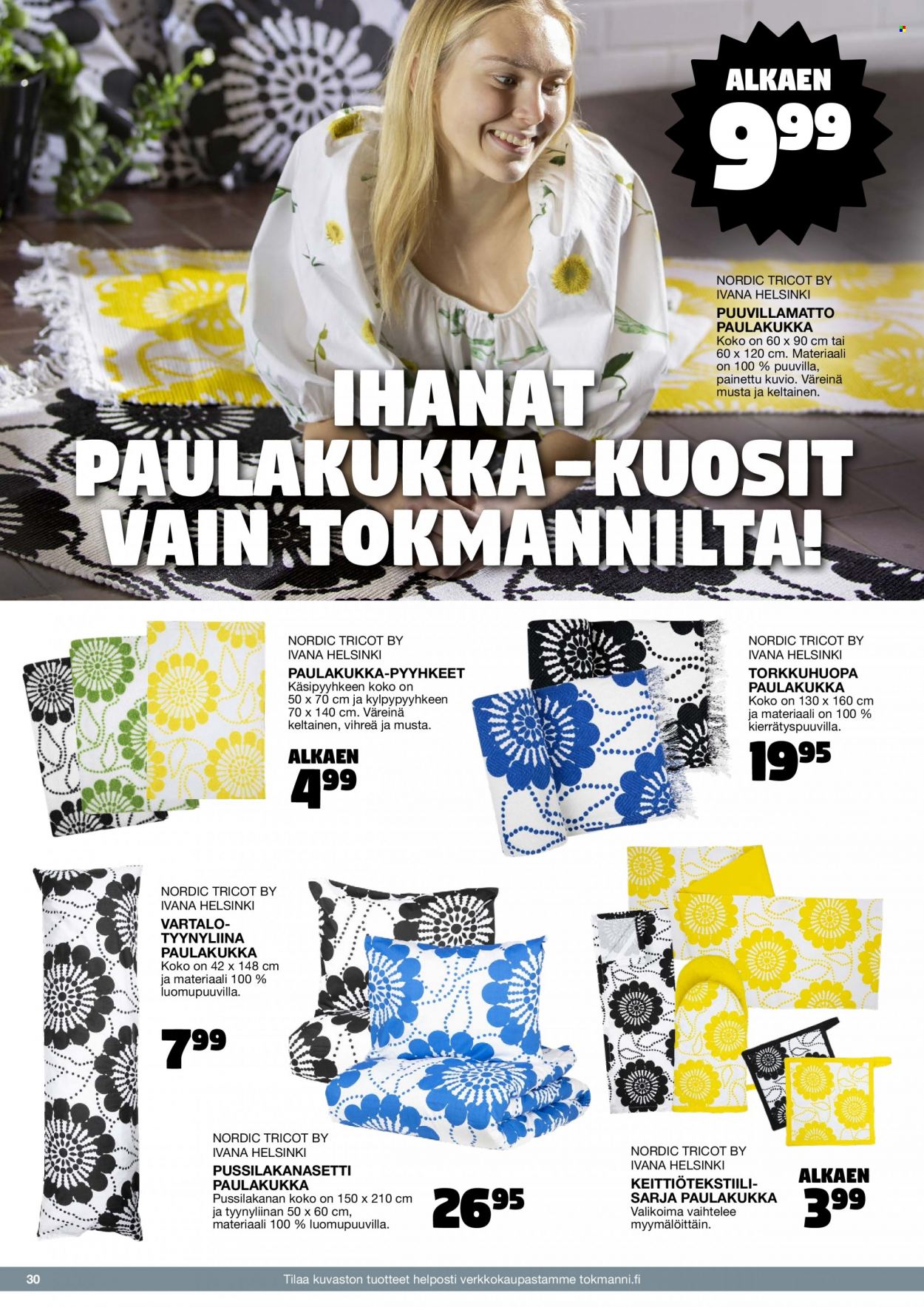 thumbnail - Tokmanni tarjoukset  - Tarjoustuotteet - Nordic Tricot, pussilakanasetti. Sivu 30.