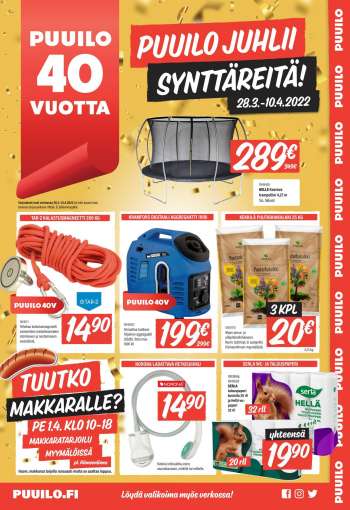 Puuilo tarjoukset  - 28.03.2022 - 10.04.2022.