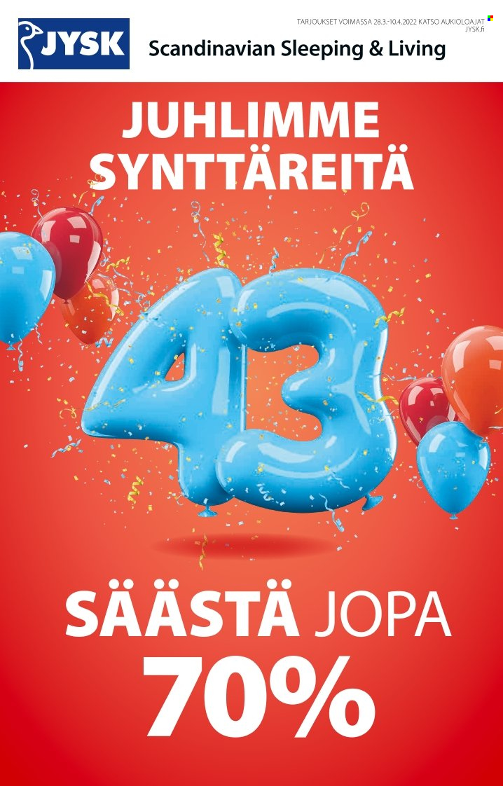 JYSK tarjoukset - 28.03.2022 - 03.04.2022. Sivu 1