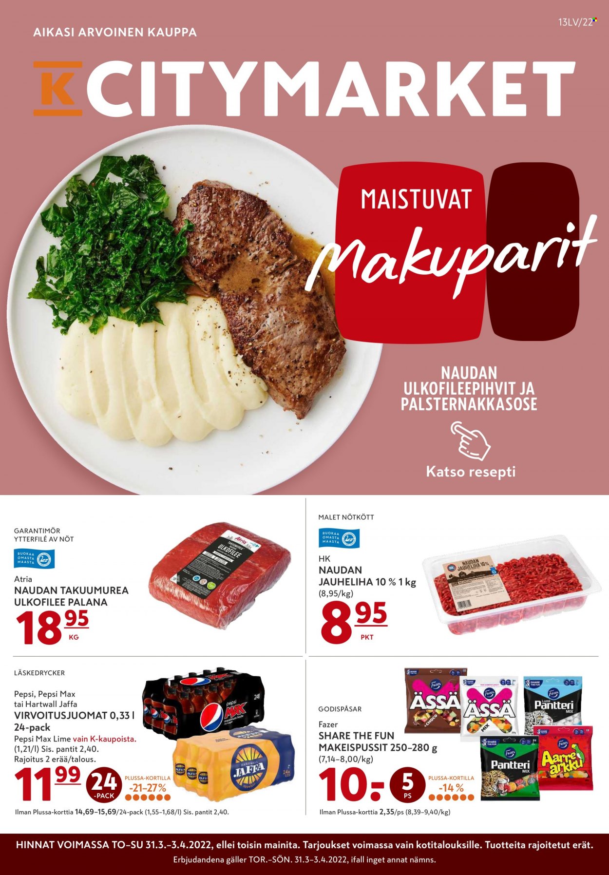 K-citymarket tarjoukset - 31.03.2022 - 03.04.2022. Sivu 1