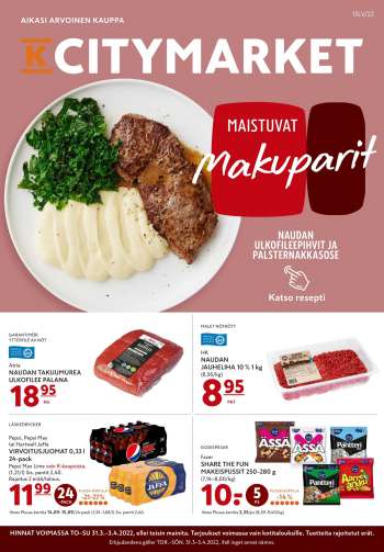 K-citymarket tarjoukset  - 31.03.2022 - 03.04.2022.