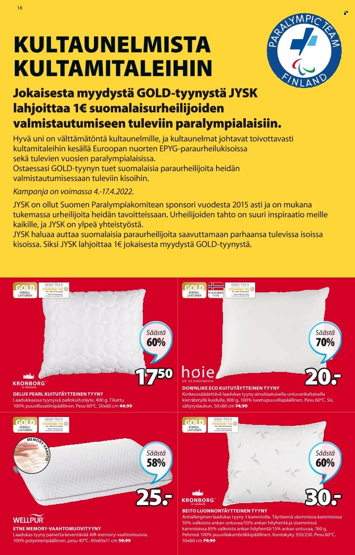 JYSK tarjoukset - 04.04.2022 - 17.04.2022. Sivu 16