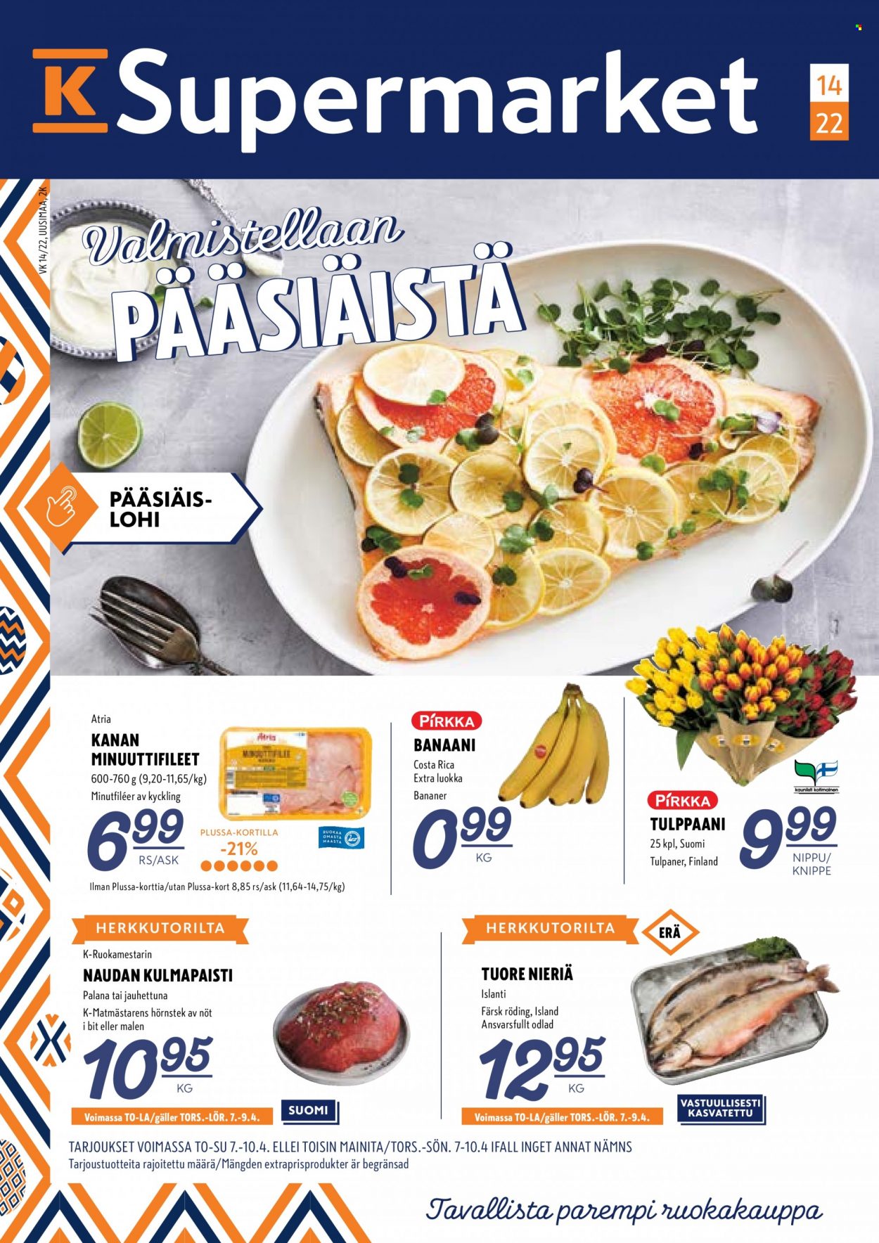 K-Supermarket tarjoukset - 07.04.2022 - 10.04.2022. Sivu 1