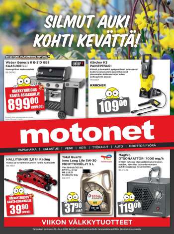 Motonet tarjoukset  - 13.04.2022 - 24.04.2022.
