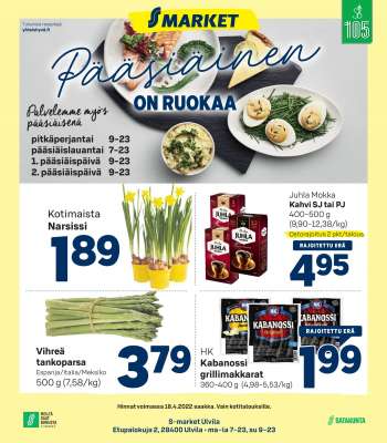 S-market tarjoukset  - 14.04.2022 - 18.04.2022.