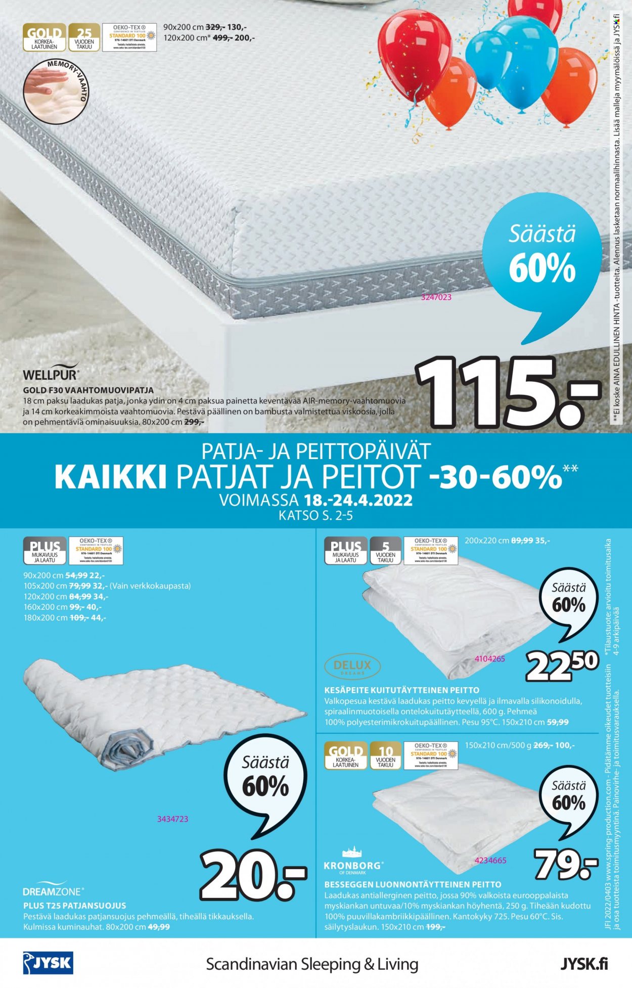 JYSK tarjoukset - 18.04.2022 - 24.04.2022. Sivu 16