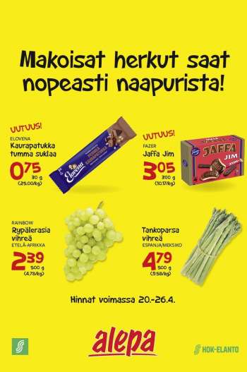 Alepa tarjoukset  - 20.04.2022 - 26.04.2022.