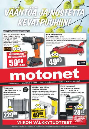 Motonet tarjoukset  - 20.04.2022 - 01.05.2022.