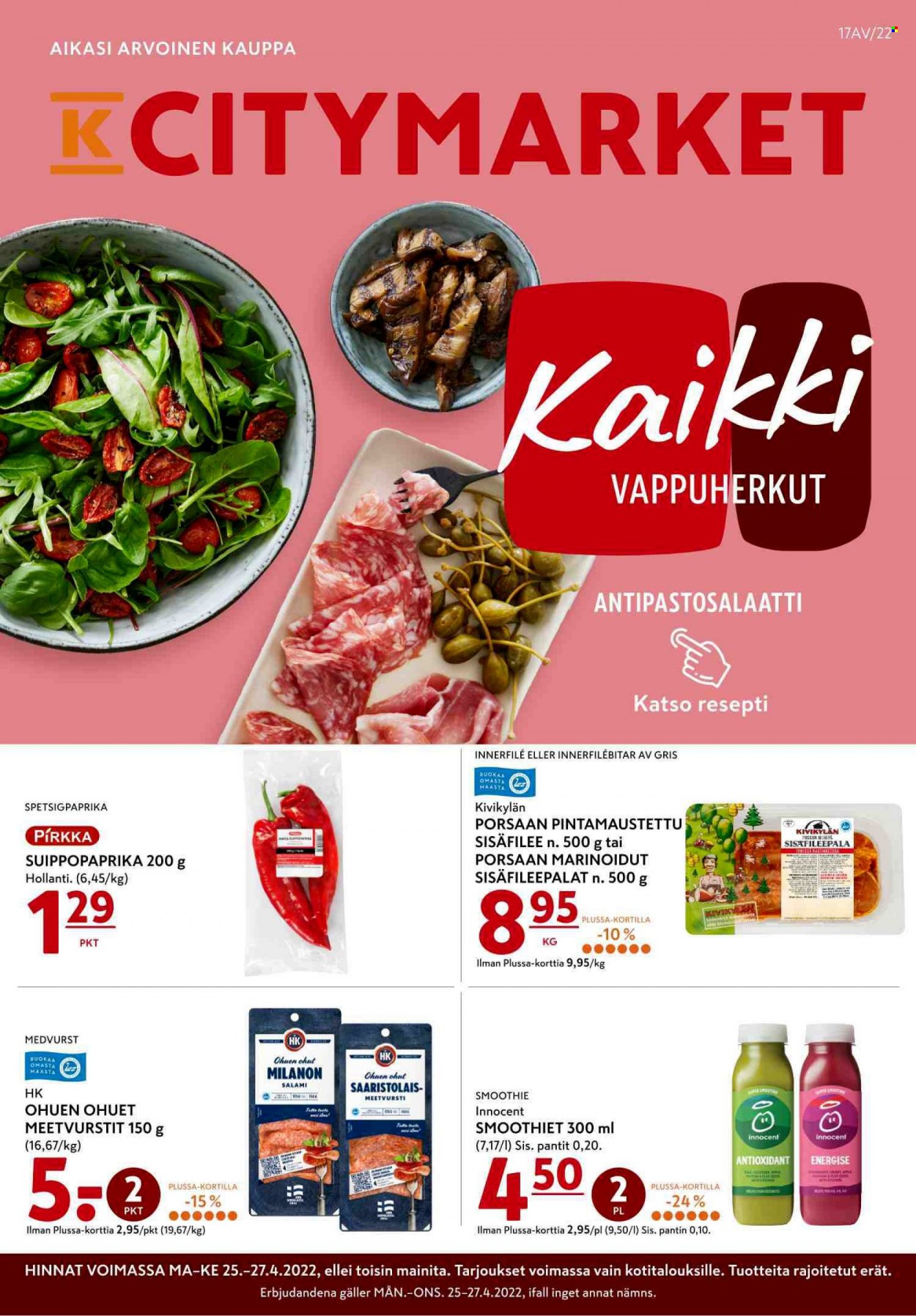 K-citymarket tarjoukset - 25.04.2022 - 27.04.2022. Sivu 1