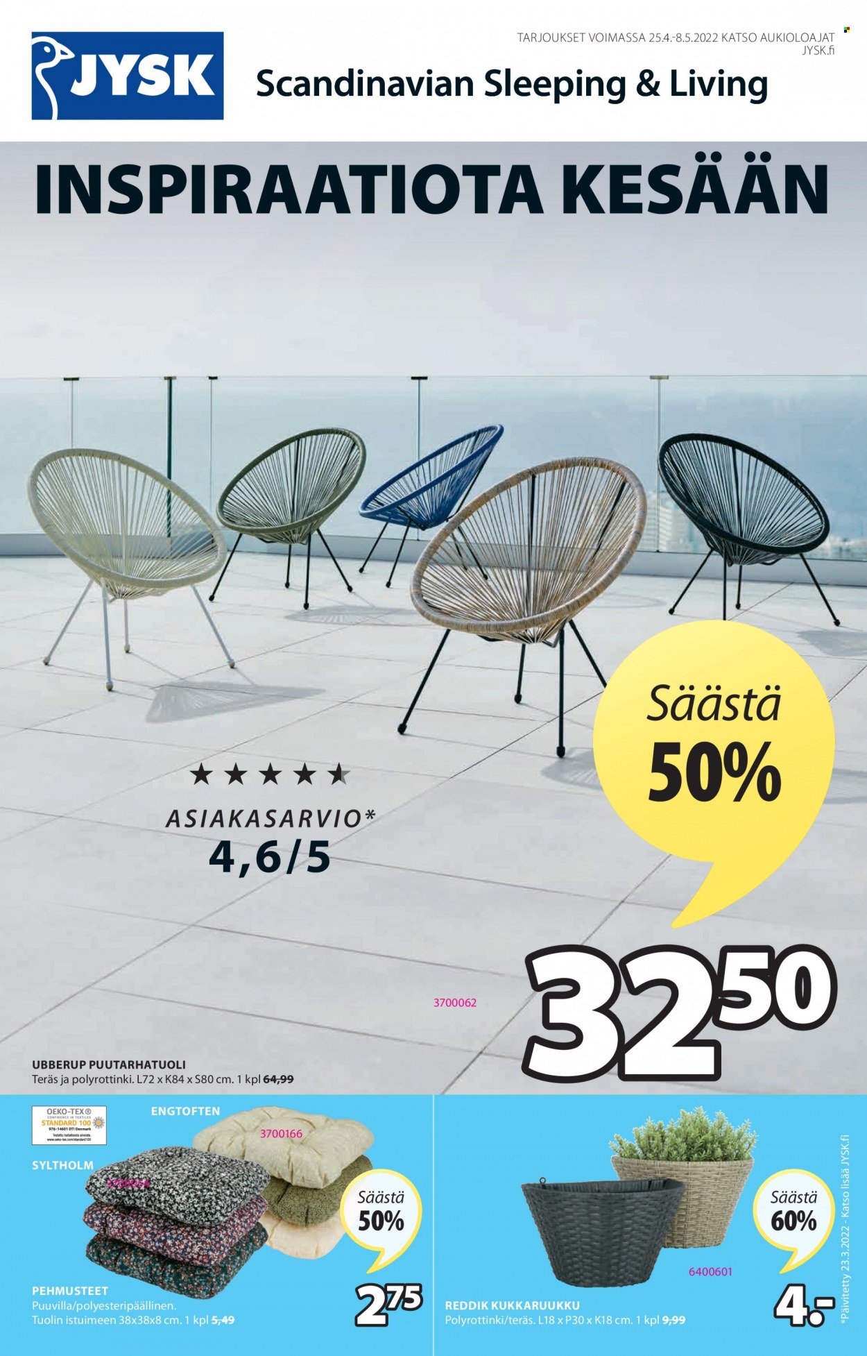 JYSK tarjoukset - 25.04.2022 - 08.05.2022. Sivu 1