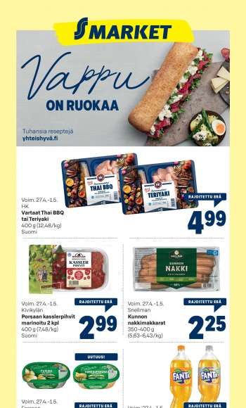 S-market tarjoukset  - 27.04.2022 - 01.05.2022.
