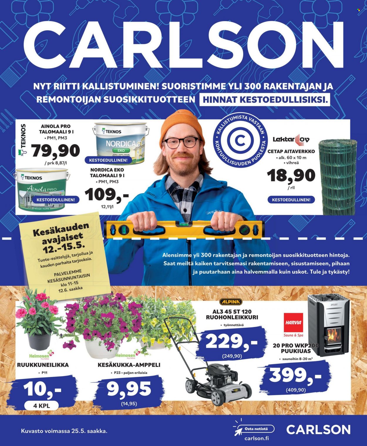 thumbnail - Carlson tarjoukset  - 10.05.2022 - 25.05.2022 - Tarjoustuotteet - Craft, Teknos, puukiuas. Sivu 1.