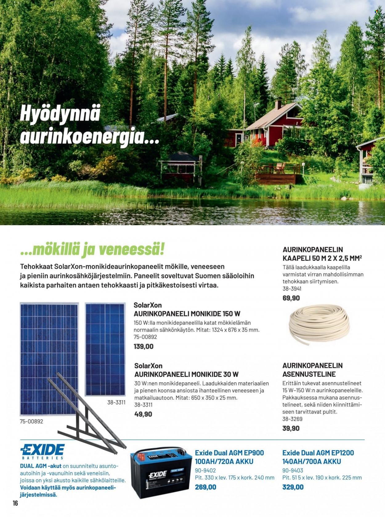 Motonet tarjoukset  - Tarjoustuotteet - aurinkopaneeli. Sivu 16.