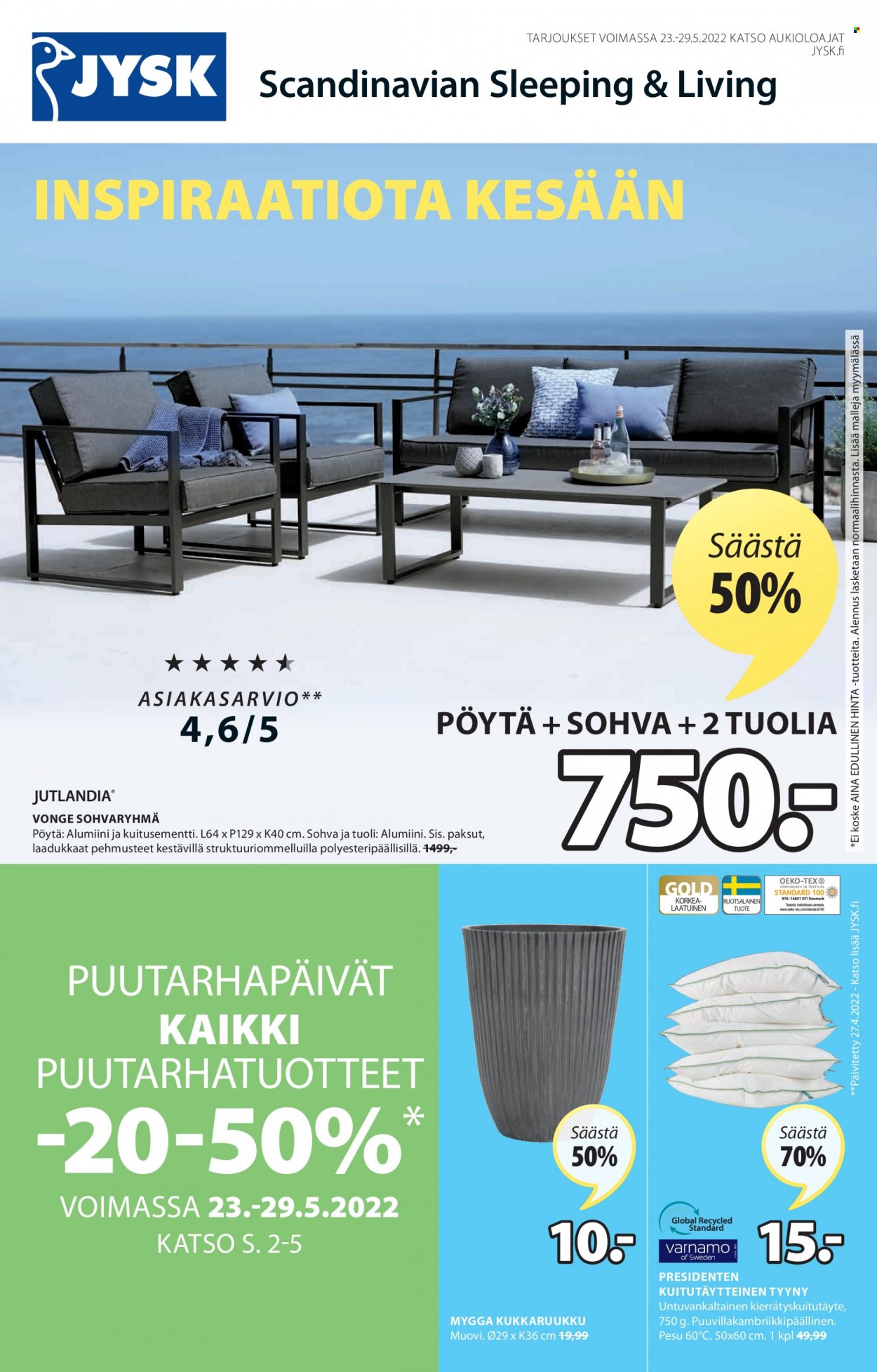JYSK tarjoukset - 23.05.2022 - 29.05.2022. Sivu 1