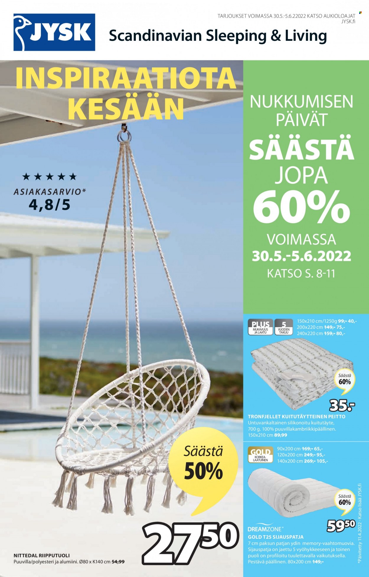 JYSK tarjoukset - 30.05.2022 - 05.06.2022. Sivu 1