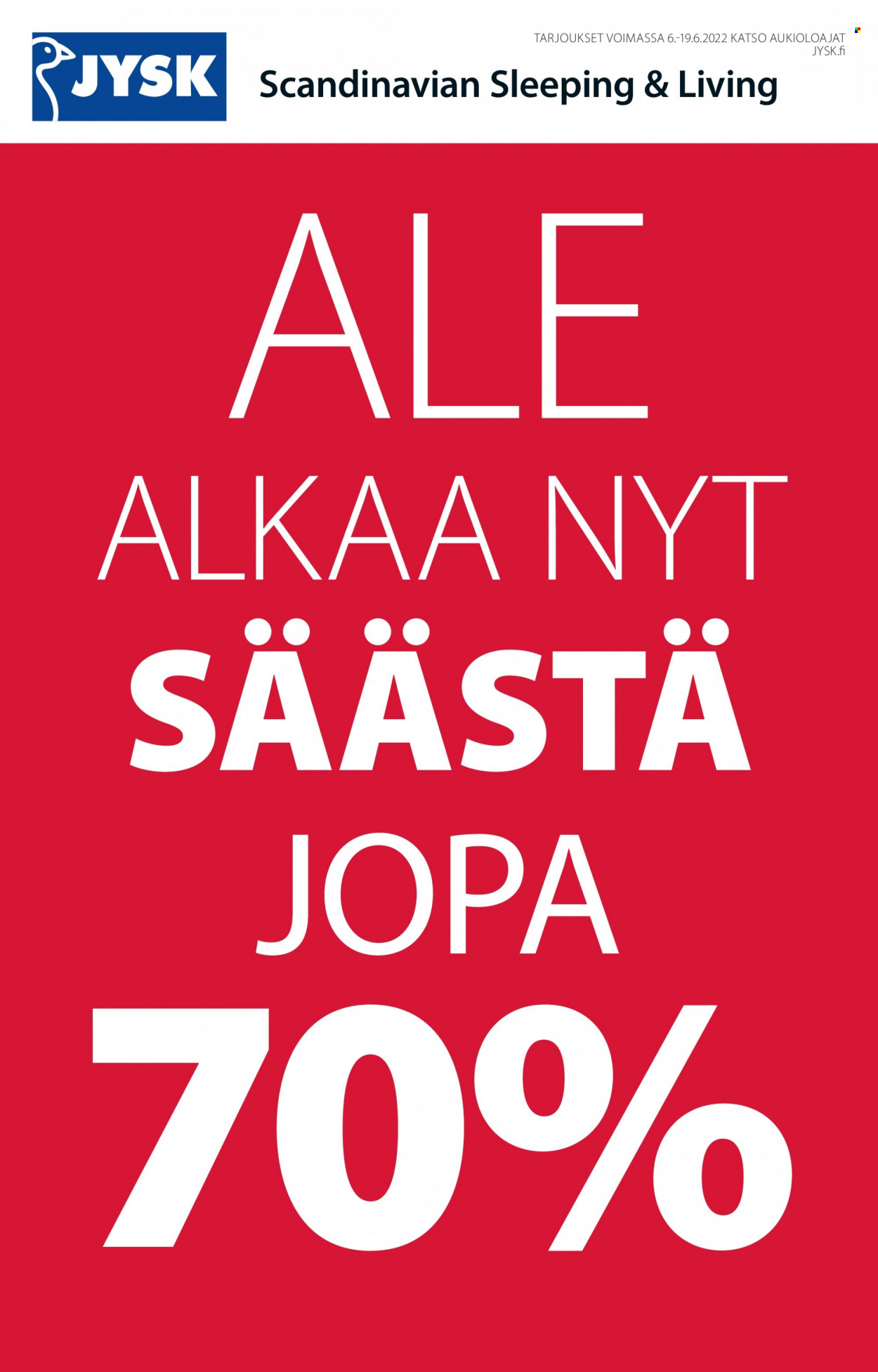 JYSK tarjoukset - 06.06.2022 - 19.06.2022. Sivu 1