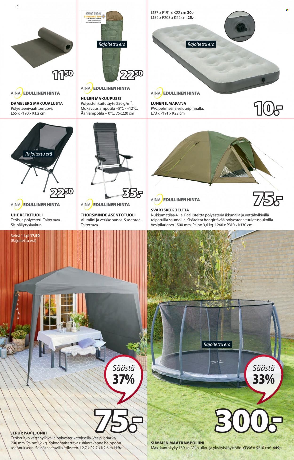 thumbnail - JYSK tarjoukset  - 13.06.2022 - 26.06.2022 - Tarjoustuotteet - retkituoli, makuualusta, makuupussi, teltta, ilmapatja. Sivu 4.