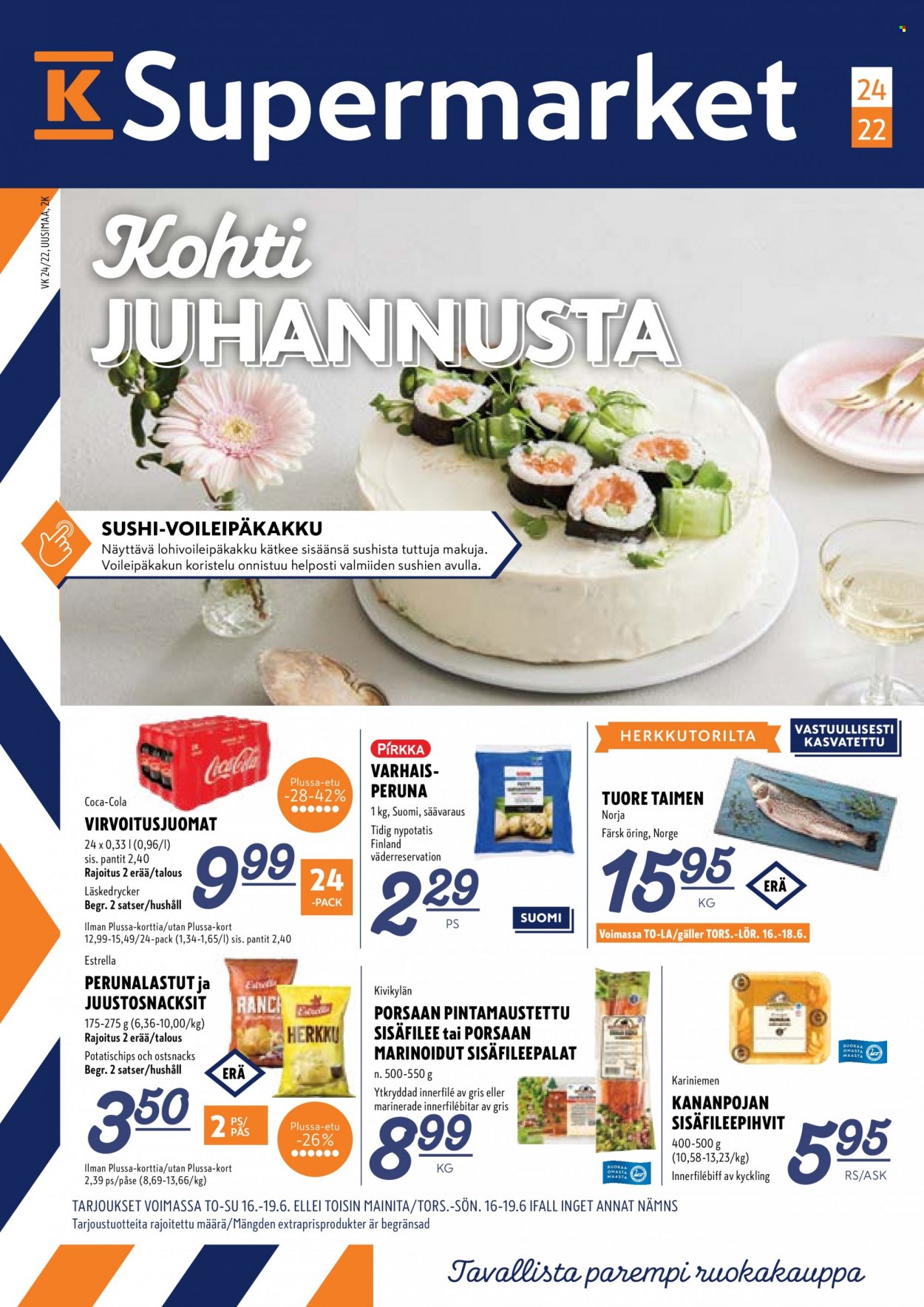 K-Supermarket tarjoukset - 16.06.2022 - 19.06.2022. Sivu 1