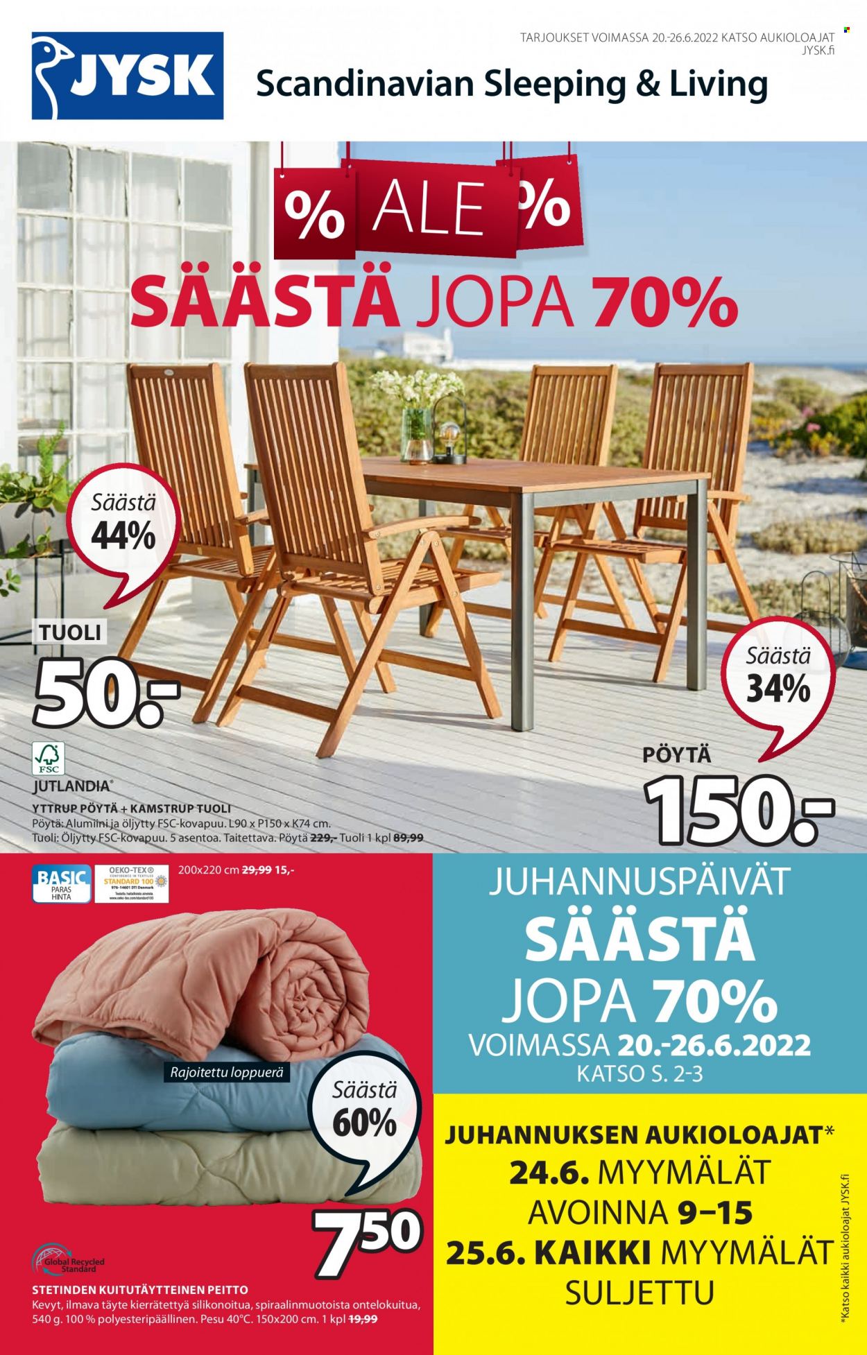 JYSK tarjoukset - 20.06.2022 - 26.06.2022. Sivu 1