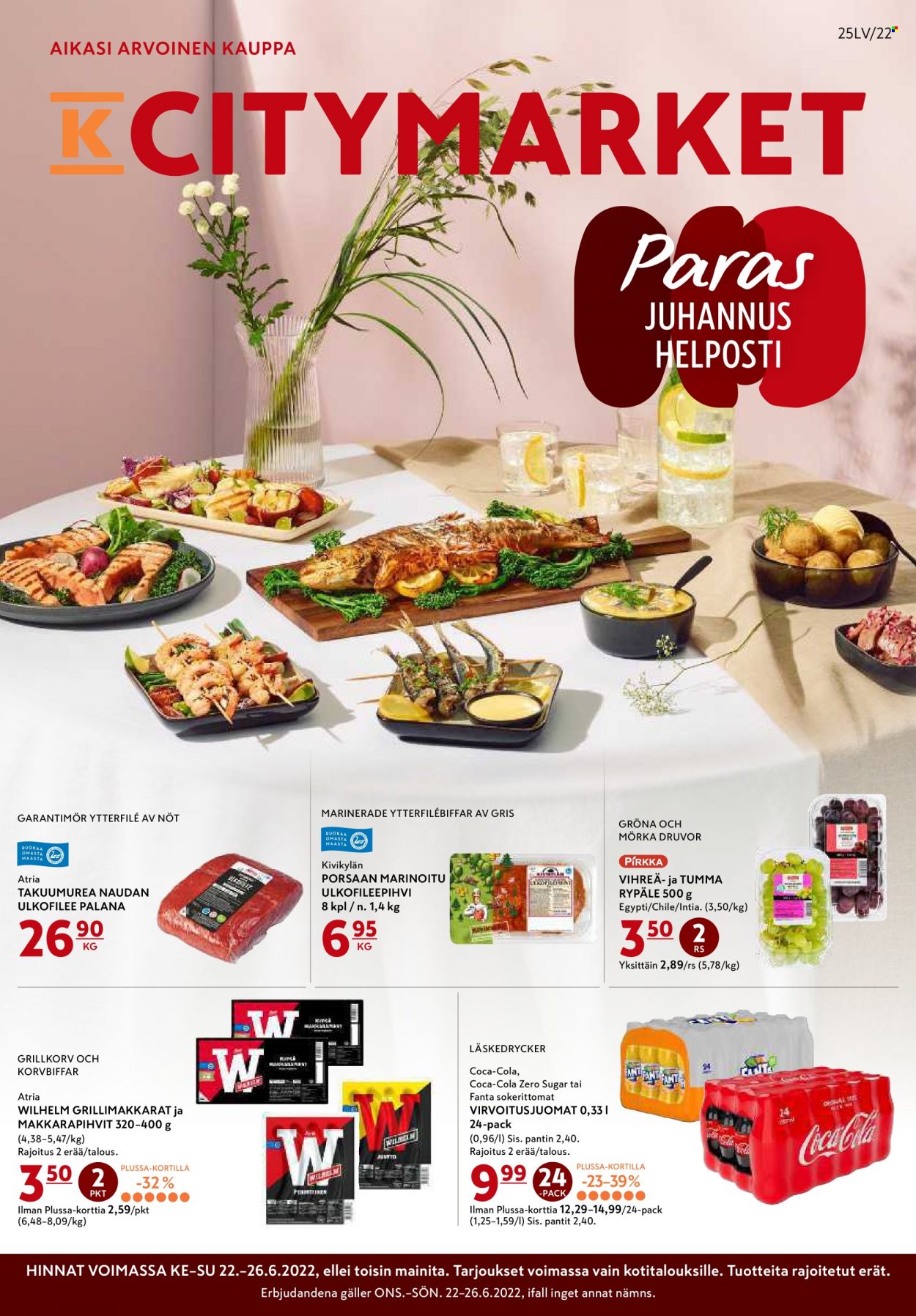 K-citymarket tarjoukset - 22.06.2022 - 26.06.2022. Sivu 1