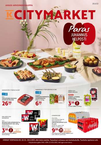 K-citymarket tarjoukset  - 22.06.2022 - 26.06.2022.