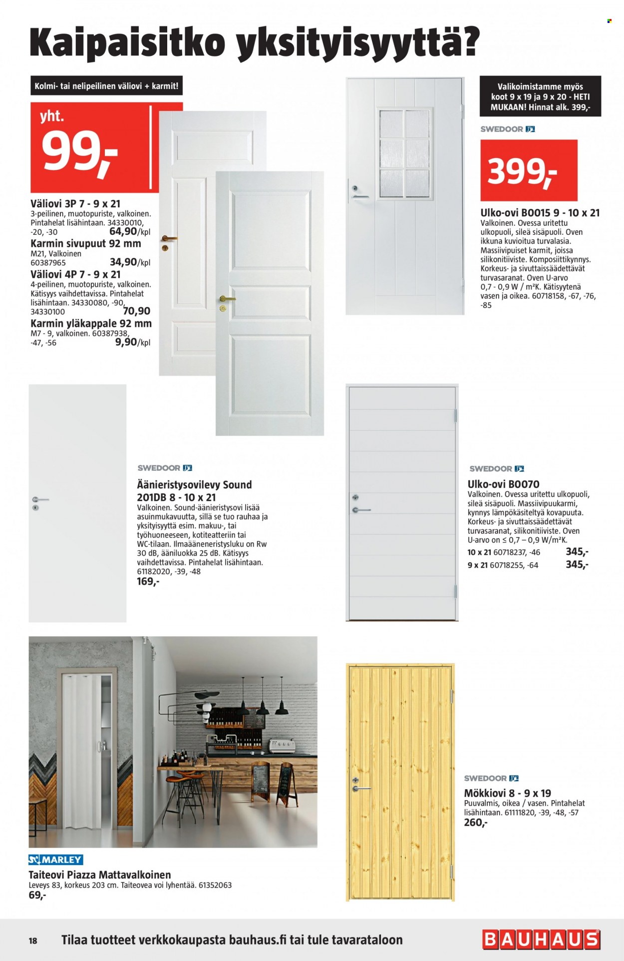 thumbnail - Bauhaus tarjoukset  - 22.06.2022 - 05.07.2022 - Tarjoustuotteet - ovet, ulko-ovet. Sivu 18.