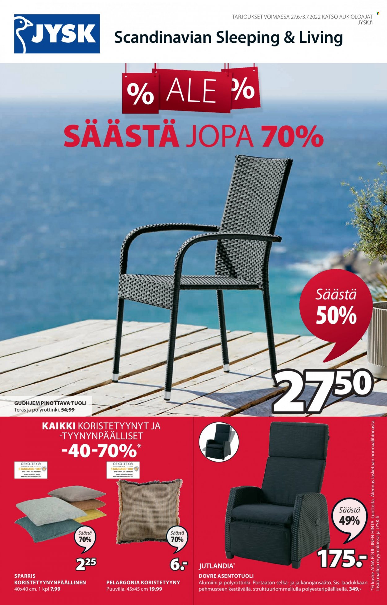 JYSK tarjoukset - 27.06.2022 - 03.07.2022. Sivu 1