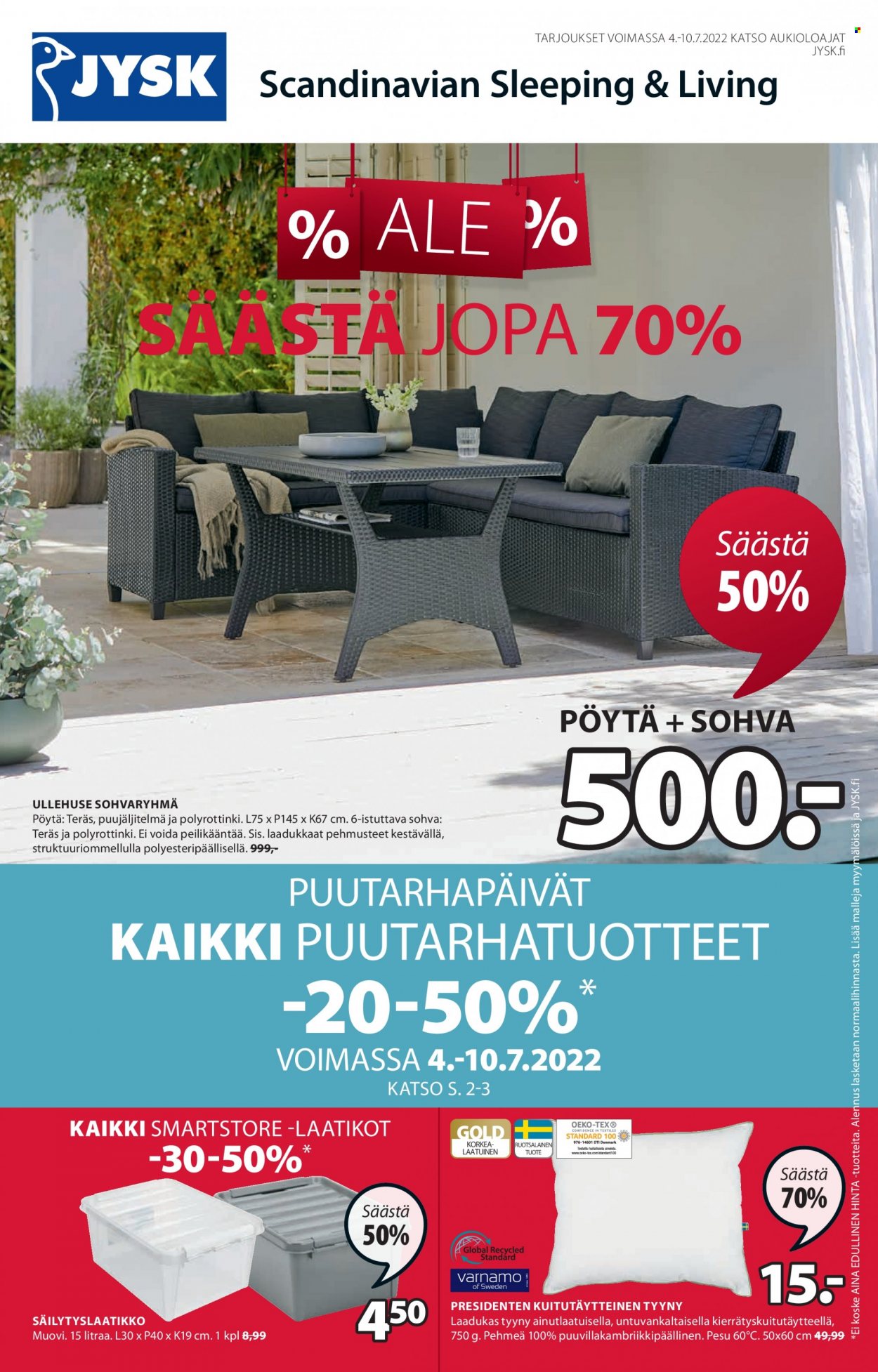 JYSK tarjoukset - 04.07.2022 - 10.07.2022. Sivu 1
