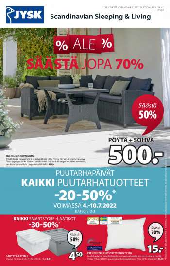 JYSK tarjoukset  - 04.07.2022 - 10.07.2022.
