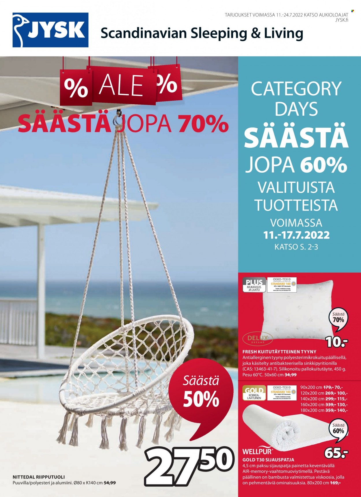JYSK tarjoukset - 11.07.2022 - 24.07.2022. Sivu 1