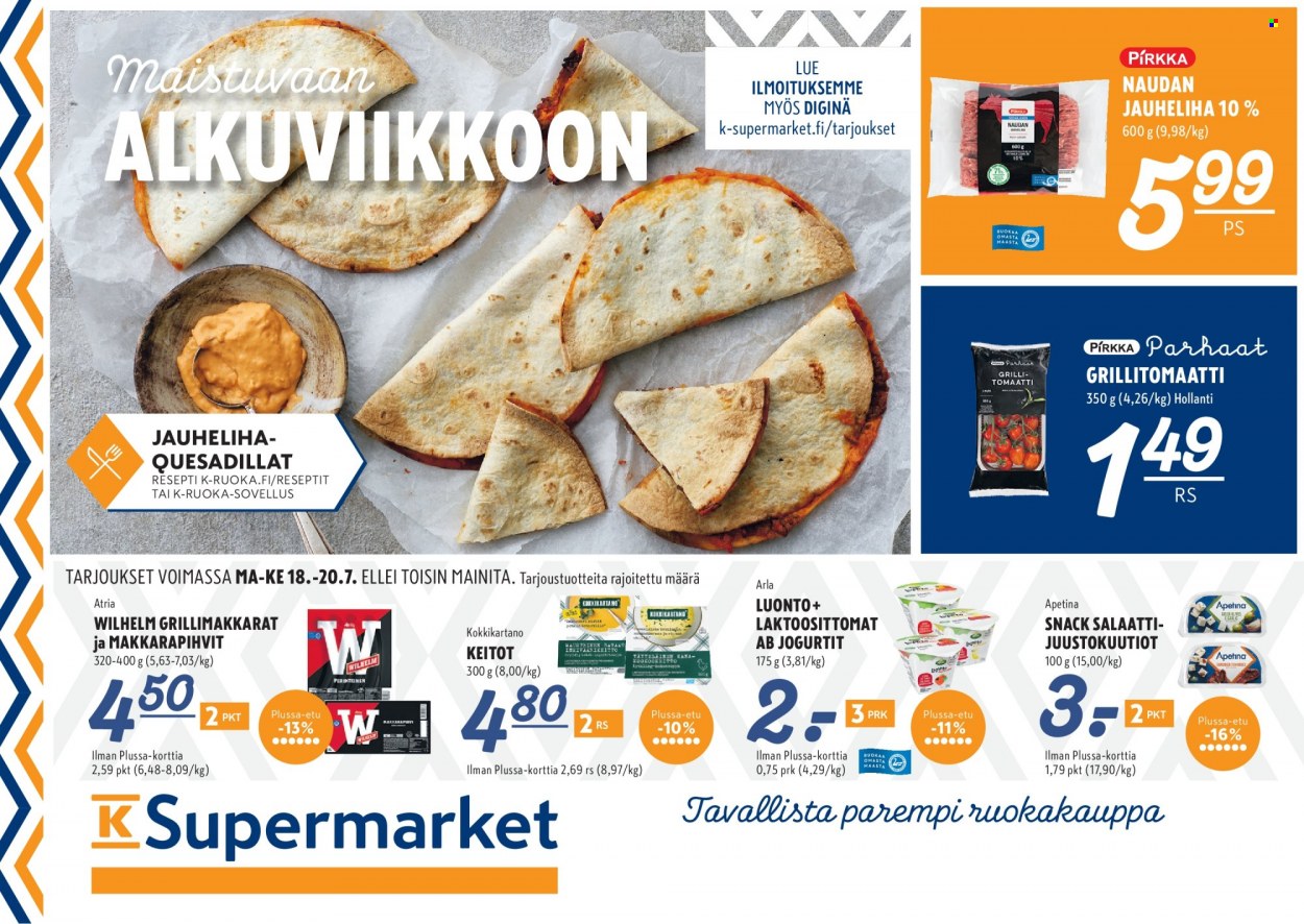 K-Supermarket tarjoukset - 18.07.2022 - 20.07.2022. Sivu 1
