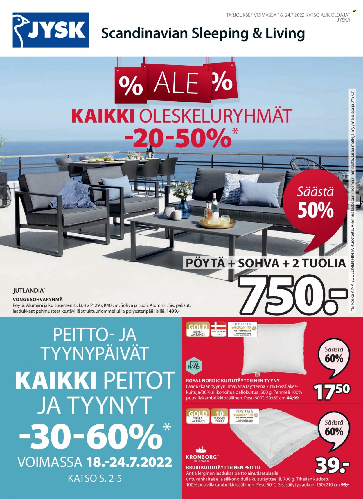 JYSK tarjoukset - 18.07.2022 - 24.07.2022. Sivu 1