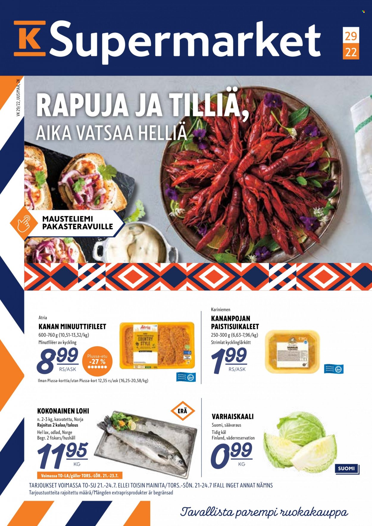 K-Supermarket tarjoukset - 21.07.2022 - 24.07.2022. Sivu 1
