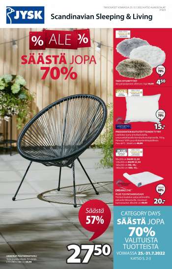JYSK tarjoukset  - 25.07.2022 - 31.07.2022.