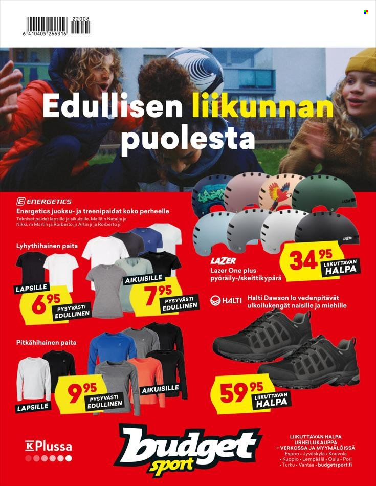 thumbnail - K-citymarket tarjoukset  - Tarjoustuotteet - Budget Sport, Halti, paita, pitkähihainen paita, Energetics, Lazer. Sivu 76.
