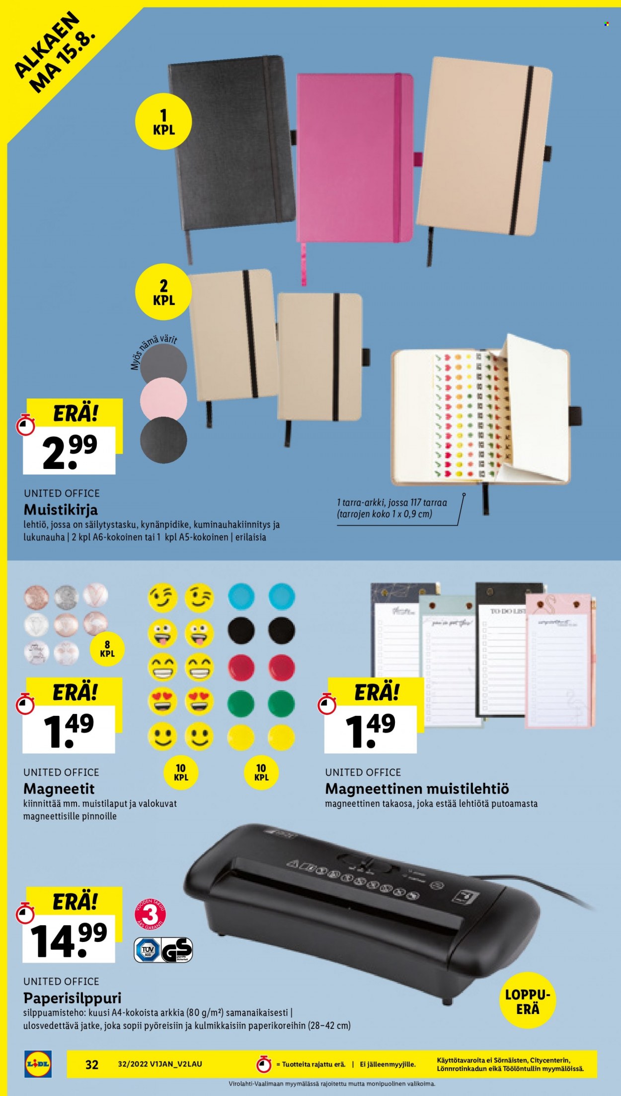 Lidl tarjoukset - 11.08.2022 - 17.08.2022. Sivu 32