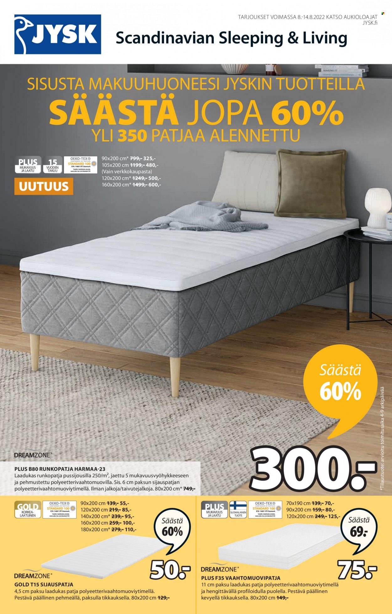 JYSK tarjoukset - 08.08.2022 - 14.08.2022. Sivu 1
