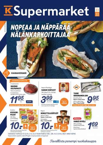 K-Supermarket tarjoukset  - 18.08.2022 - 21.08.2022.