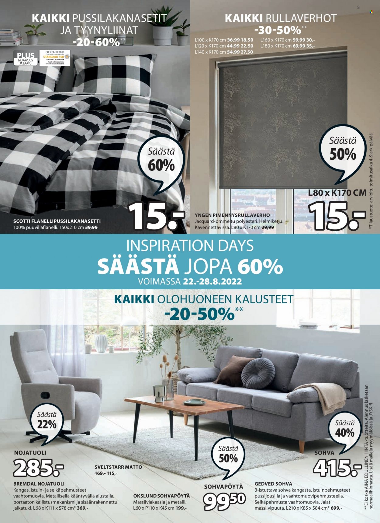 JYSK tarjoukset - 22.08.2022 - 28.08.2022. Sivu 5