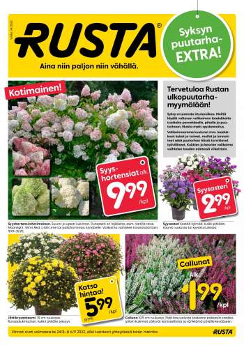 Rusta tarjoukset  - 24.08.2022 - 06.09.2022.