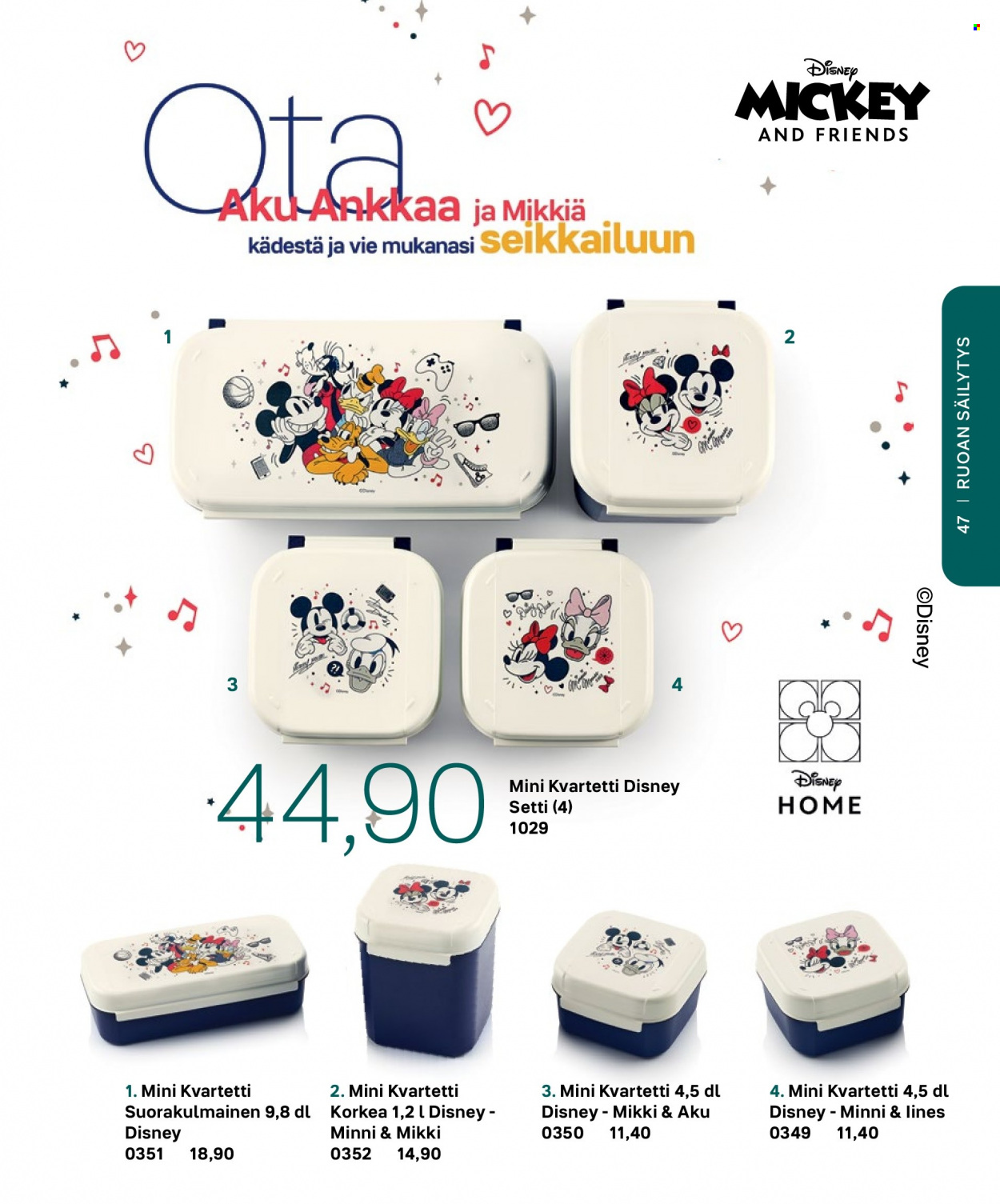 thumbnail - Tupperware tarjoukset  - Tarjoustuotteet - säilytys, Disney, Disney Mickey. Sivu 47.
