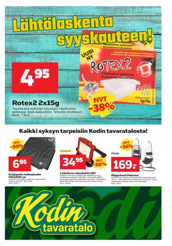 Kodintavaratalo tarjoukset  - 29.08.2022 - 07.09.2022.