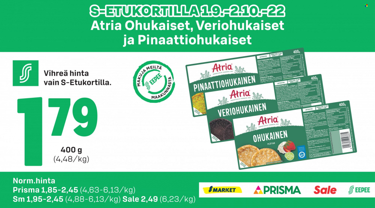 thumbnail - S-market tarjoukset  - 01.09.2022 - 02.10.2022 - Tarjoustuotteet - Atria. Sivu 3.