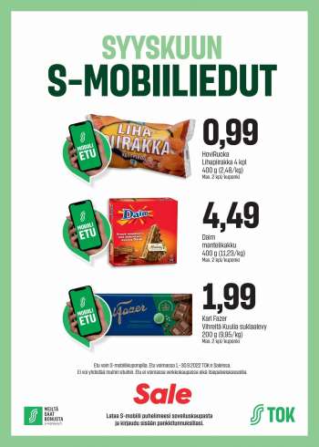 Sale tarjoukset  - 01.09.2022 - 30.09.2022.
