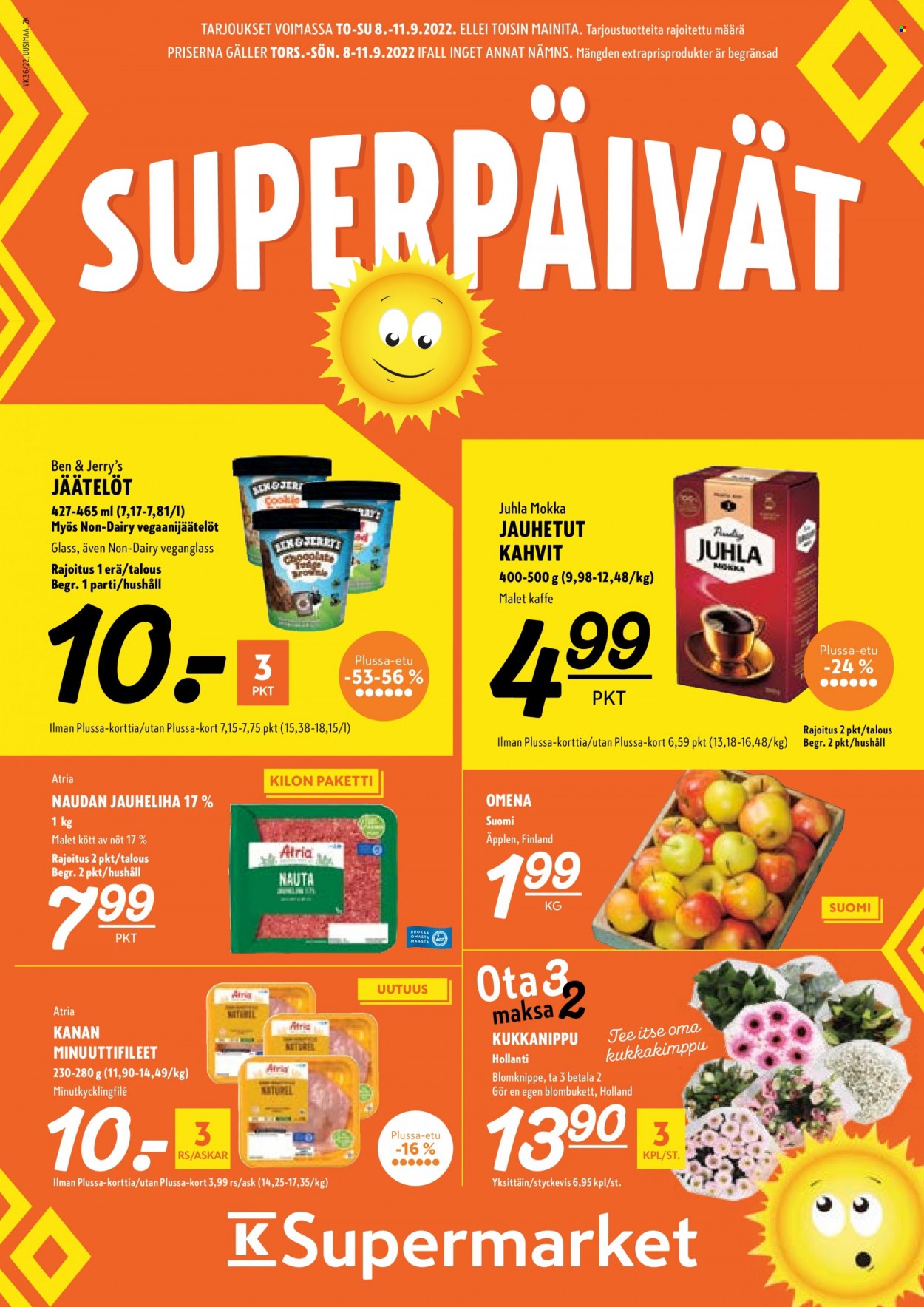 K-Supermarket tarjoukset - 08.09.2022 - 11.09.2022. Sivu 1