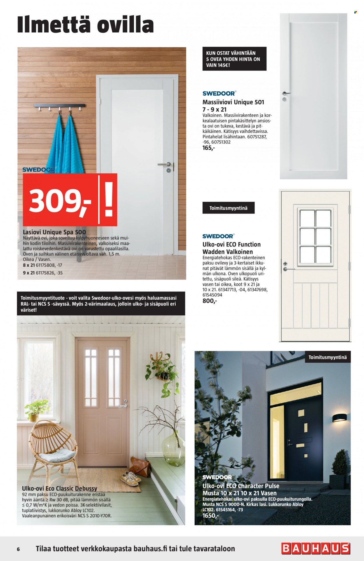 thumbnail - Bauhaus tarjoukset  - 14.09.2022 - 04.10.2022 - Tarjoustuotteet - ovet, ulko-ovet. Sivu 6.