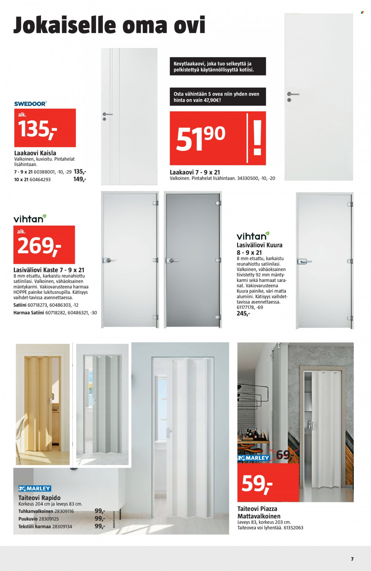 thumbnail - Bauhaus tarjoukset  - 14.09.2022 - 04.10.2022 - Tarjoustuotteet - ovet. Sivu 7.