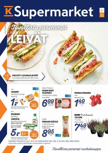 K-Supermarket tarjoukset  - 15.09.2022 - 18.09.2022.