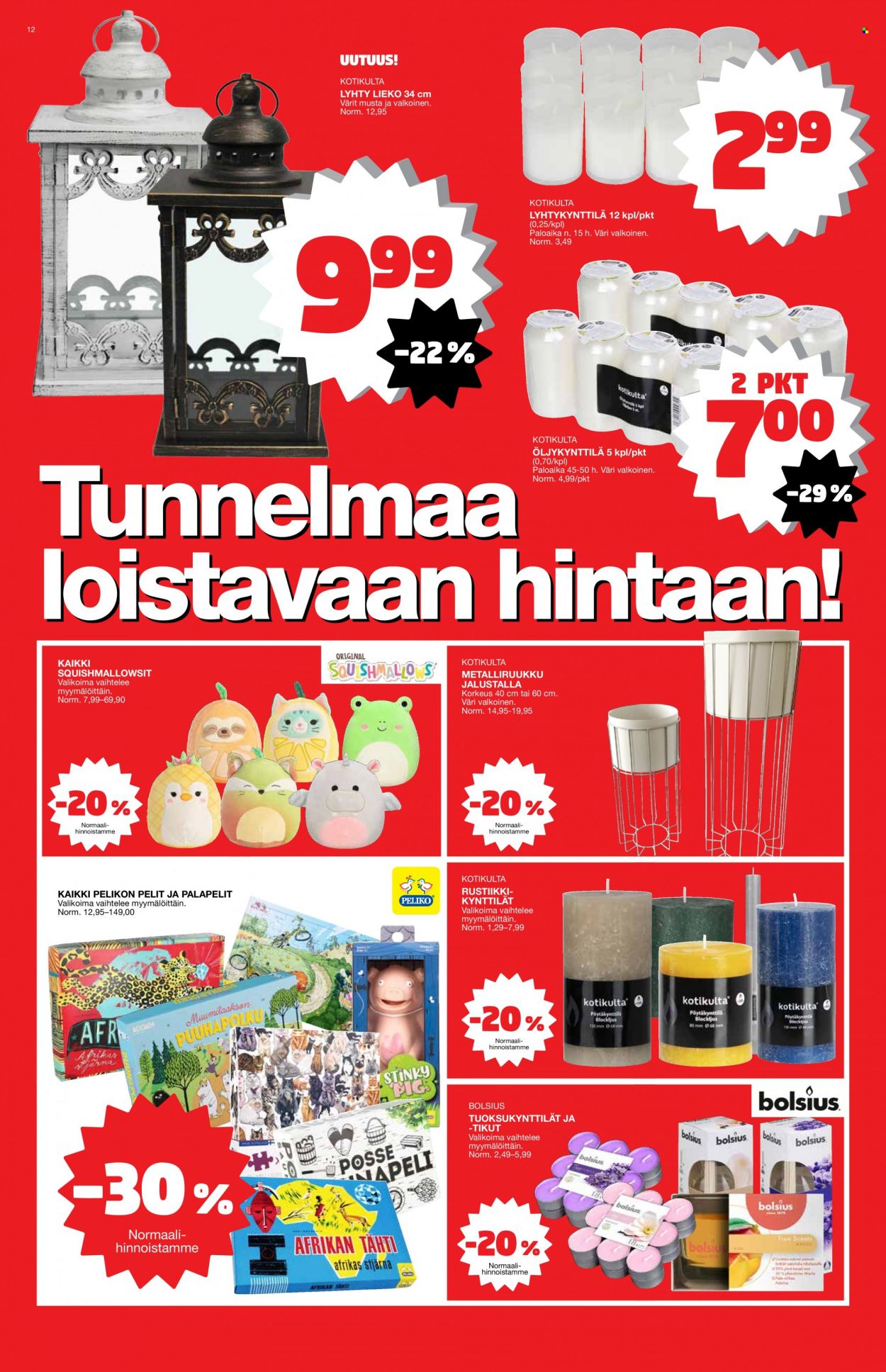 thumbnail - Tokmanni tarjoukset  - 19.09.2022 - 25.09.2022 - Tarjoustuotteet - Kotikulta, öljykynttilä, kynttilä, lyhtykynttilä, lyhty. Sivu 12.