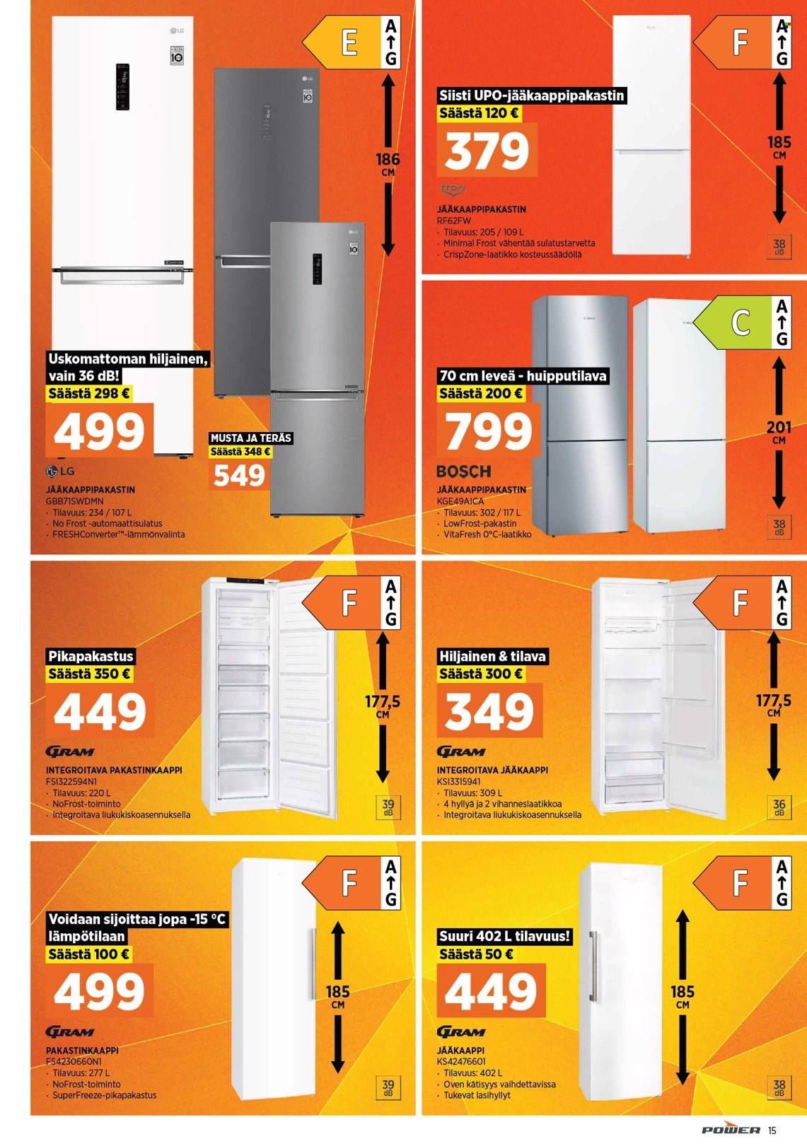 thumbnail - Power tarjoukset  - 19.09.2022 - 25.09.2022 - Tarjoustuotteet - LG, Bosch, Gram, jääkaappi, jääkaappipakastin. Sivu 17.